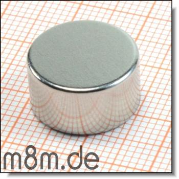 Scheibenmagnet 15 mm, Dicke 8 mm, vernickelt