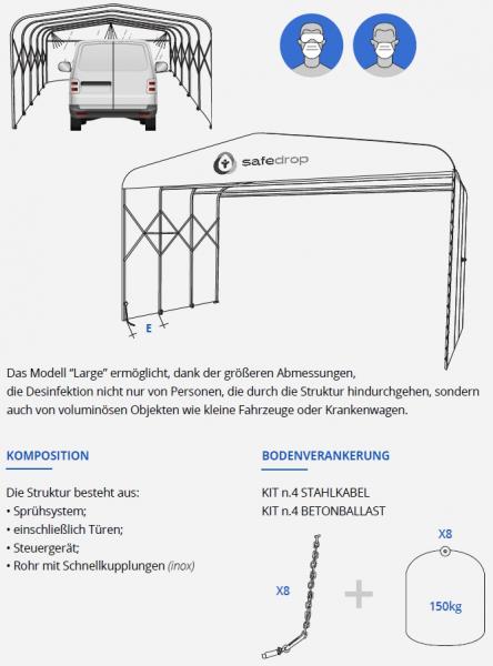 Desinfektionstunnel, zusammenschiebbar, safedrop large