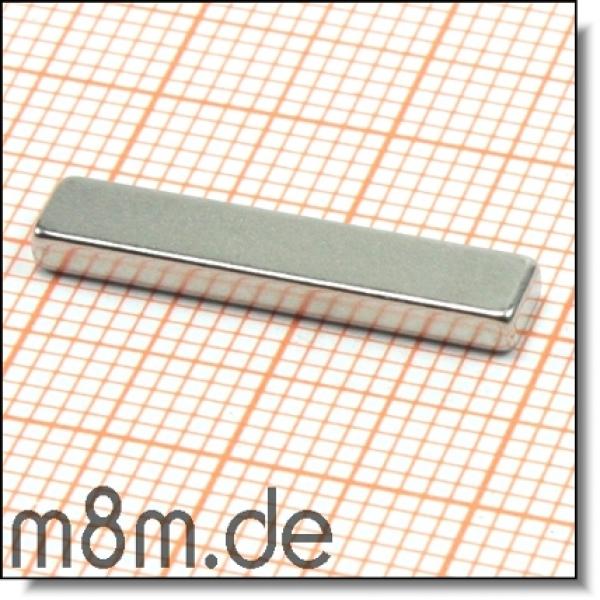 Magnetquader 20 x 4 x 2 mm, vernickelt