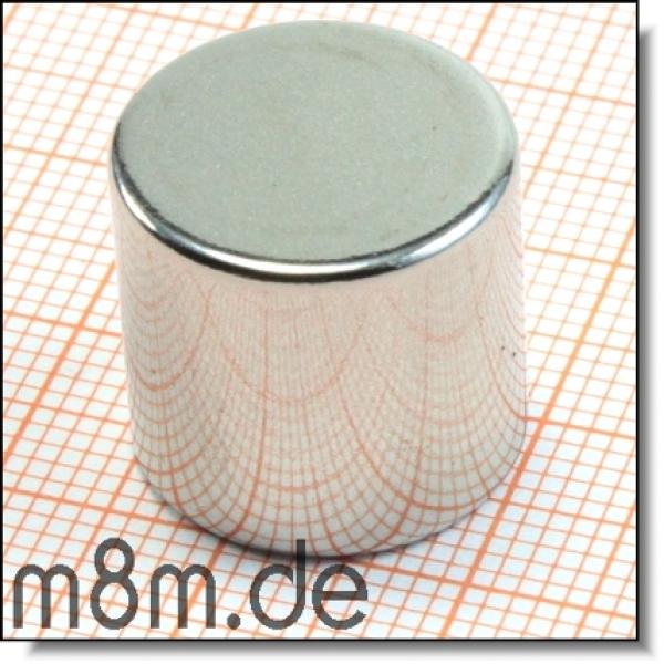 Scheibenmagnet 16 mm, Dicke 15 mm, vernickelt