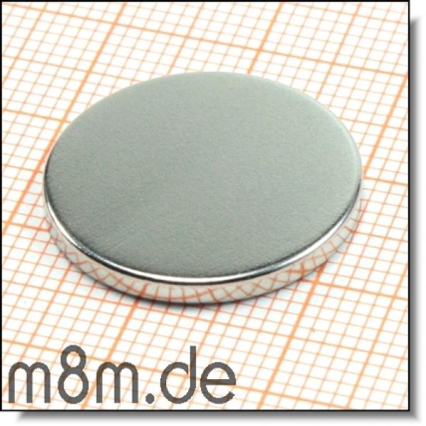 Scheibenmagnet 20 mm, Dicke 02 mm, vernickelt