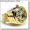 Miniuhr Ringuhr gold mit Steinen